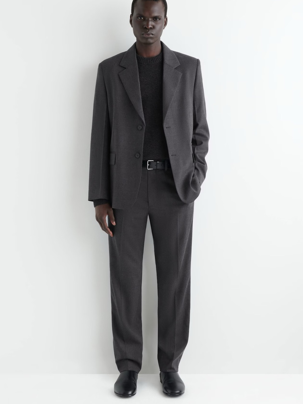COS Men's Dark Blue/Grey/Black Dress Pants - wool blend - 34R